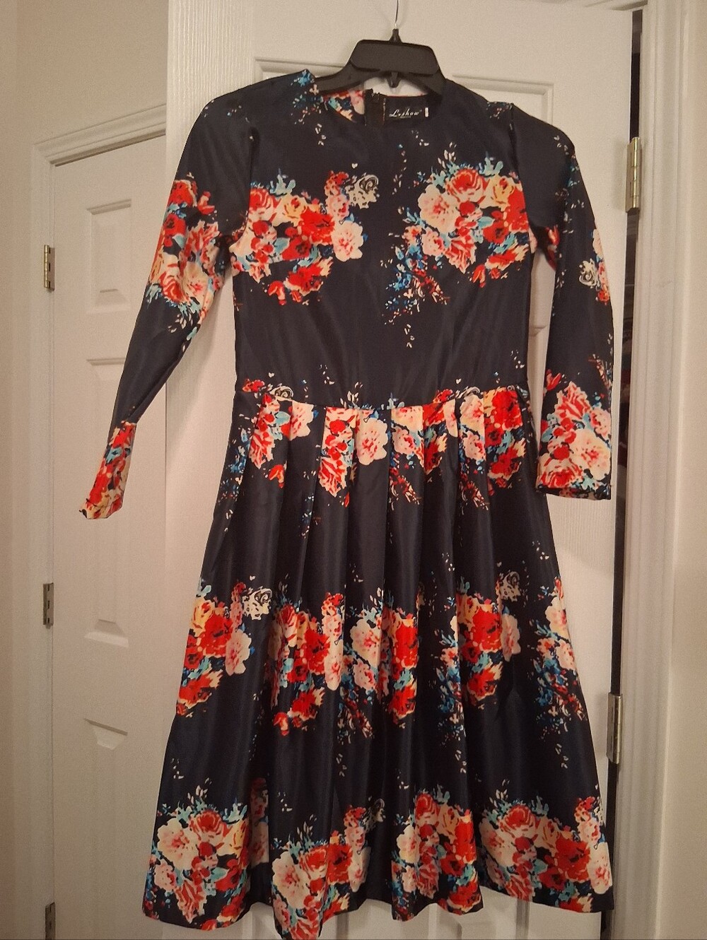 Floral Navy Long-Sleeve Dress